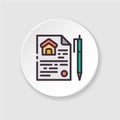 Flat icon home purchase contract. Button for web or mobile app. Royalty Free Stock Photo